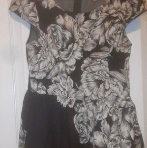 Black and white floral print dress